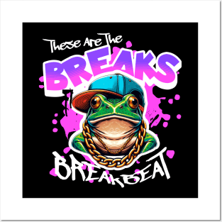 BREAKBEAT  - These Are The Breaks Frog (white/pink) Posters and Art